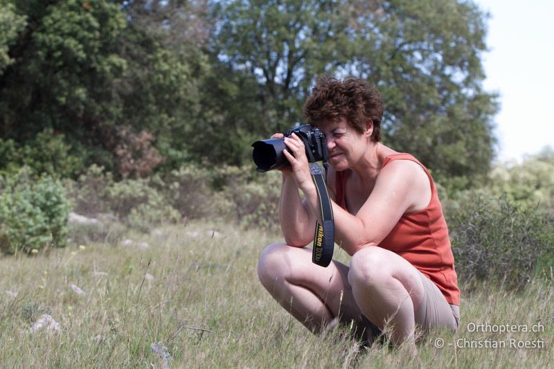 Jacqueline fotografiert die anderen, was übrigens fast so spannend ist, wie das Fotografieren von Insekten - FR, Plateau d'Aumelas, 11.07.2104