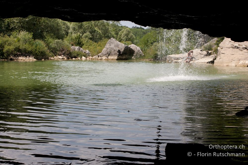 Blick durch den Wasserfall - HR, Istrien, Pazin, 12.06.2014